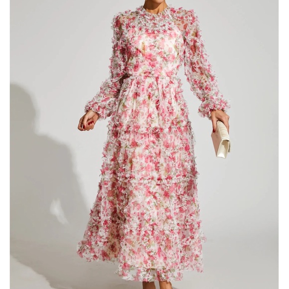 Catchall Dresses & Skirts - NEW CATCHALL Pullan Pink Floral Mesh Maxi Dress